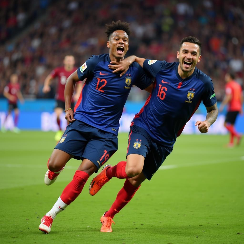 Mbappe and Griezmann celebrate