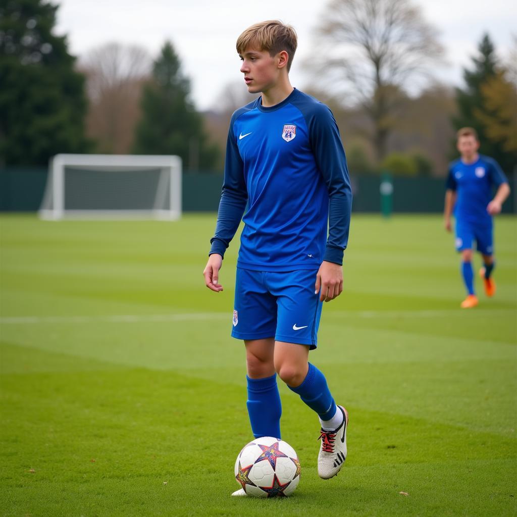 Aalfie Haaland training on the pitch