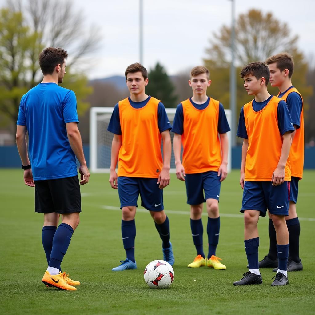 Young footballers showcase their skills at an academy tryout