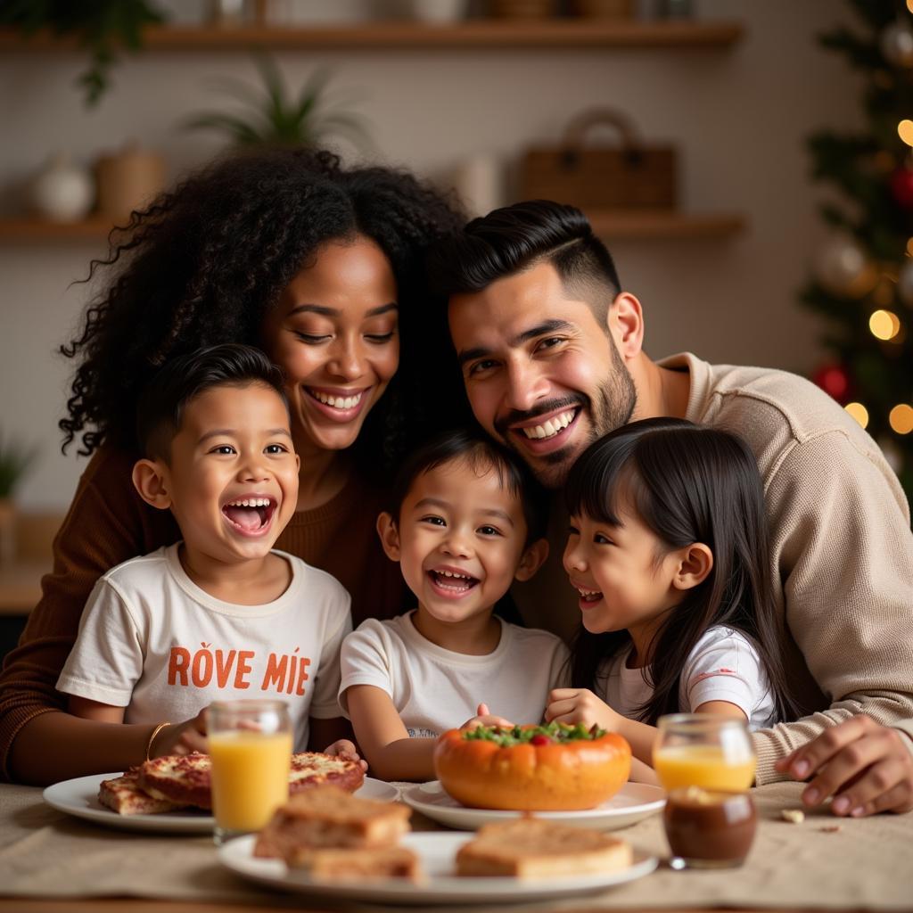 African-Vietnamese Family Celebrating