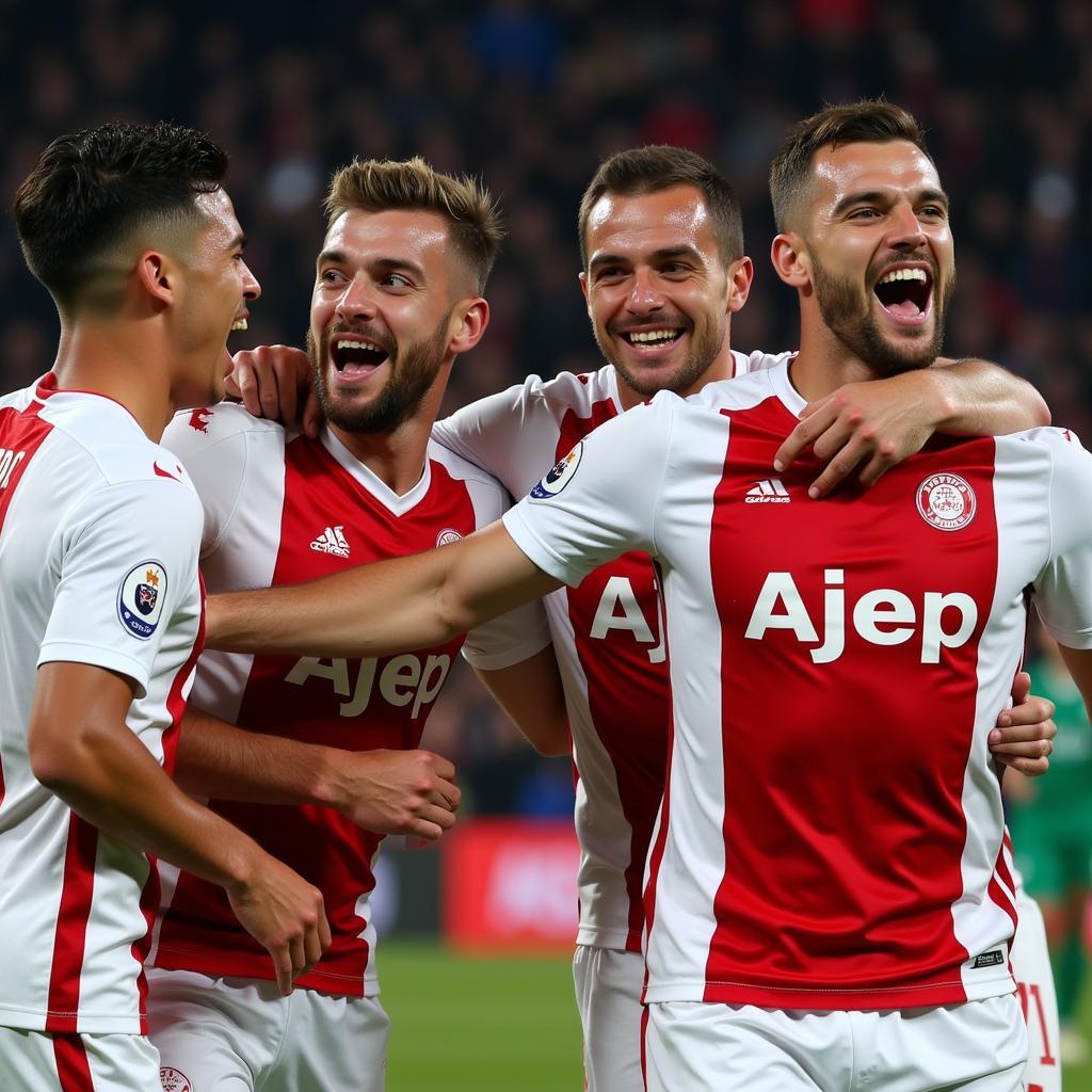 Ajax players celebrating a victory