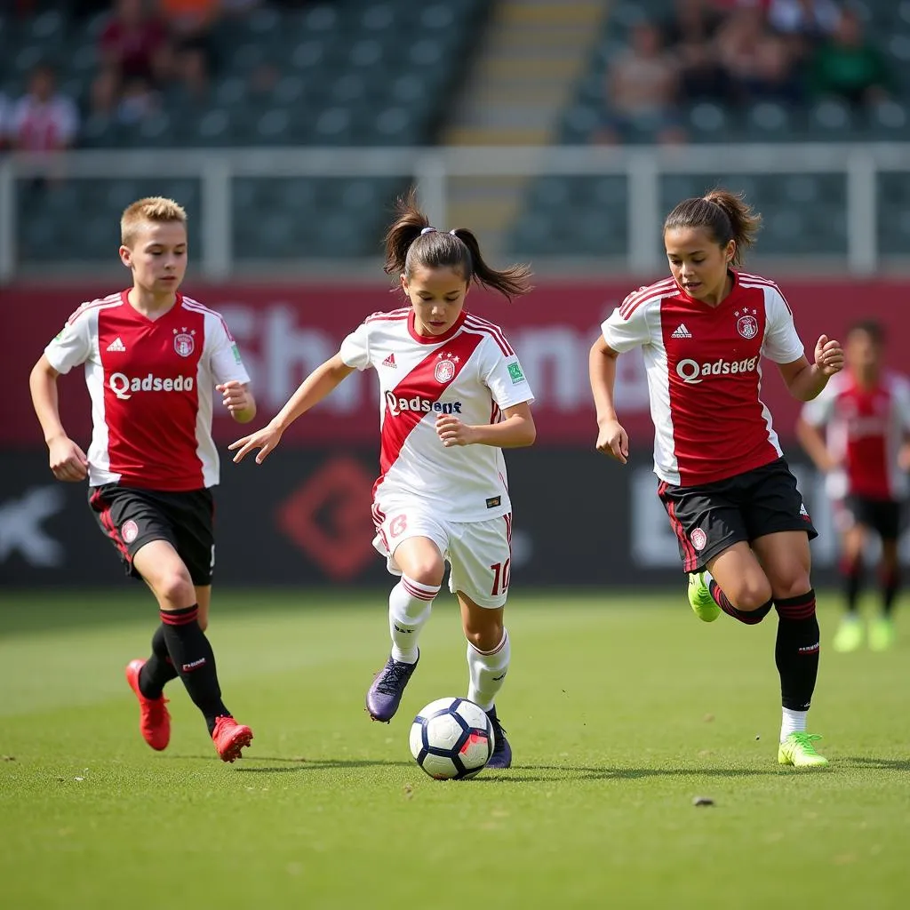 Young Ajax players showcasing their skills during a match