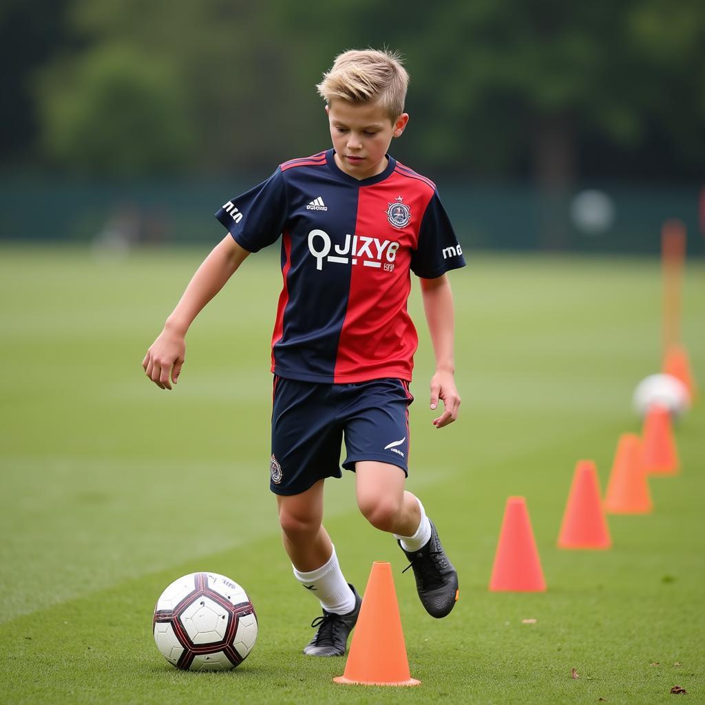 Ajax youth player honing his dribbling skills