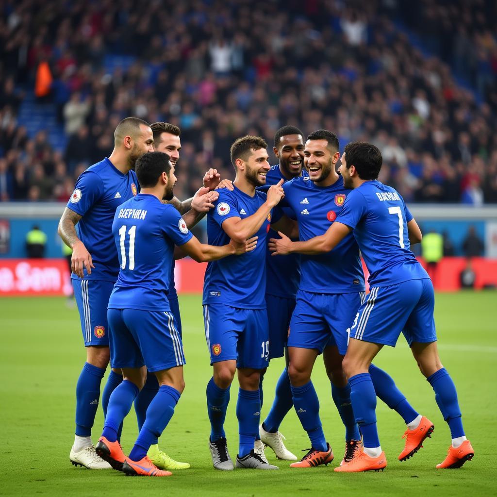 Al Hilal players celebrating a goal