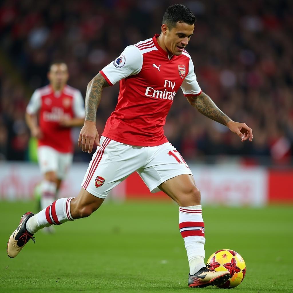 Alexis Sánchez in action for Arsenal, wearing the number 17 shirt.