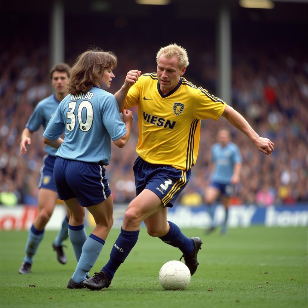 Alf-Inge Haaland playing for Leeds United