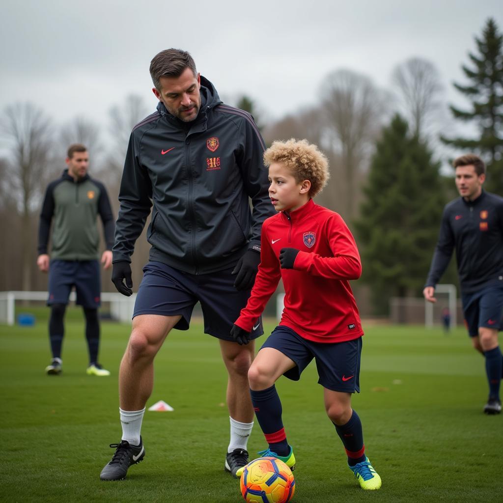 Alfie Haaland coaching a young Erling