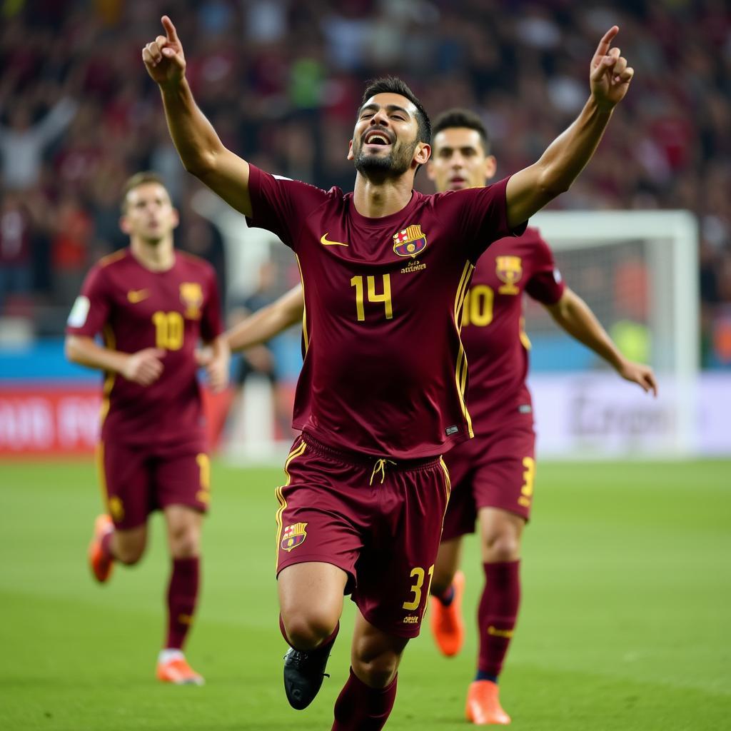 Almoez Ali celebrates a goal