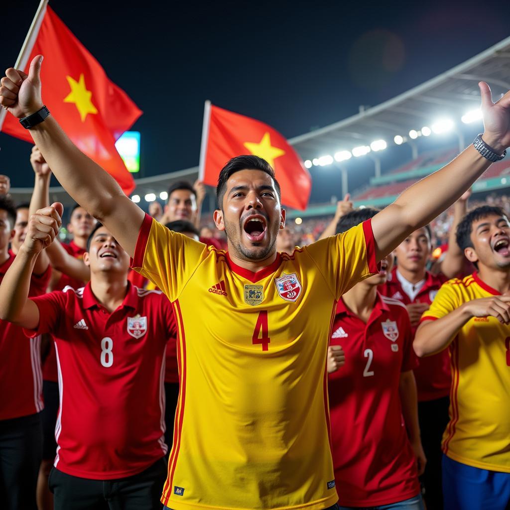 An Giang football fans celebrating