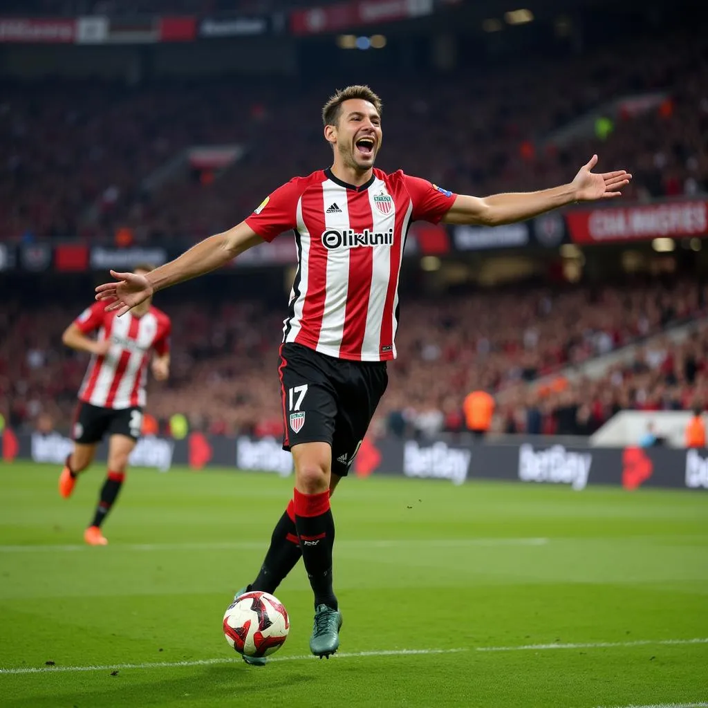 Ander Herrera celebrating a goal in the Europa League