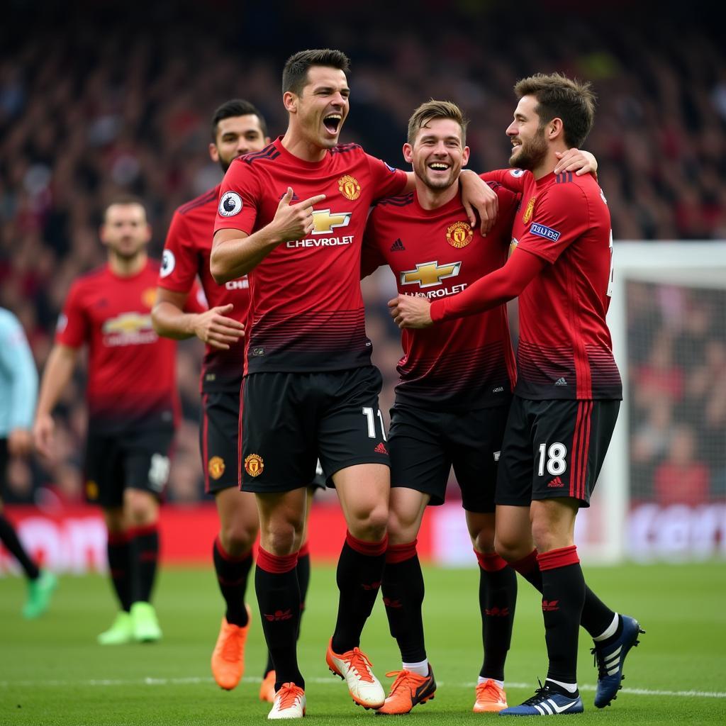 Ander Herrera celebrates a goal for Manchester United