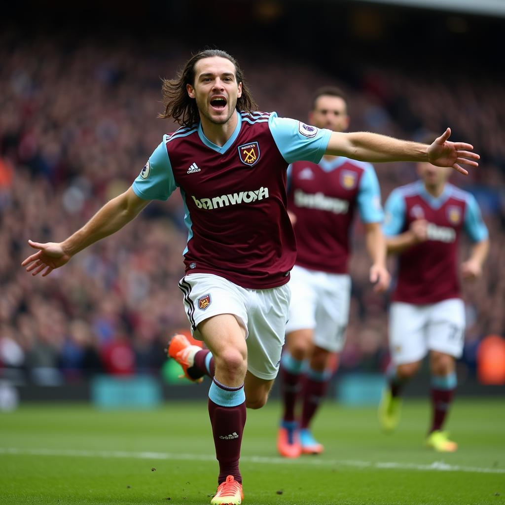 Andy Carroll celebrating a goal for West Ham