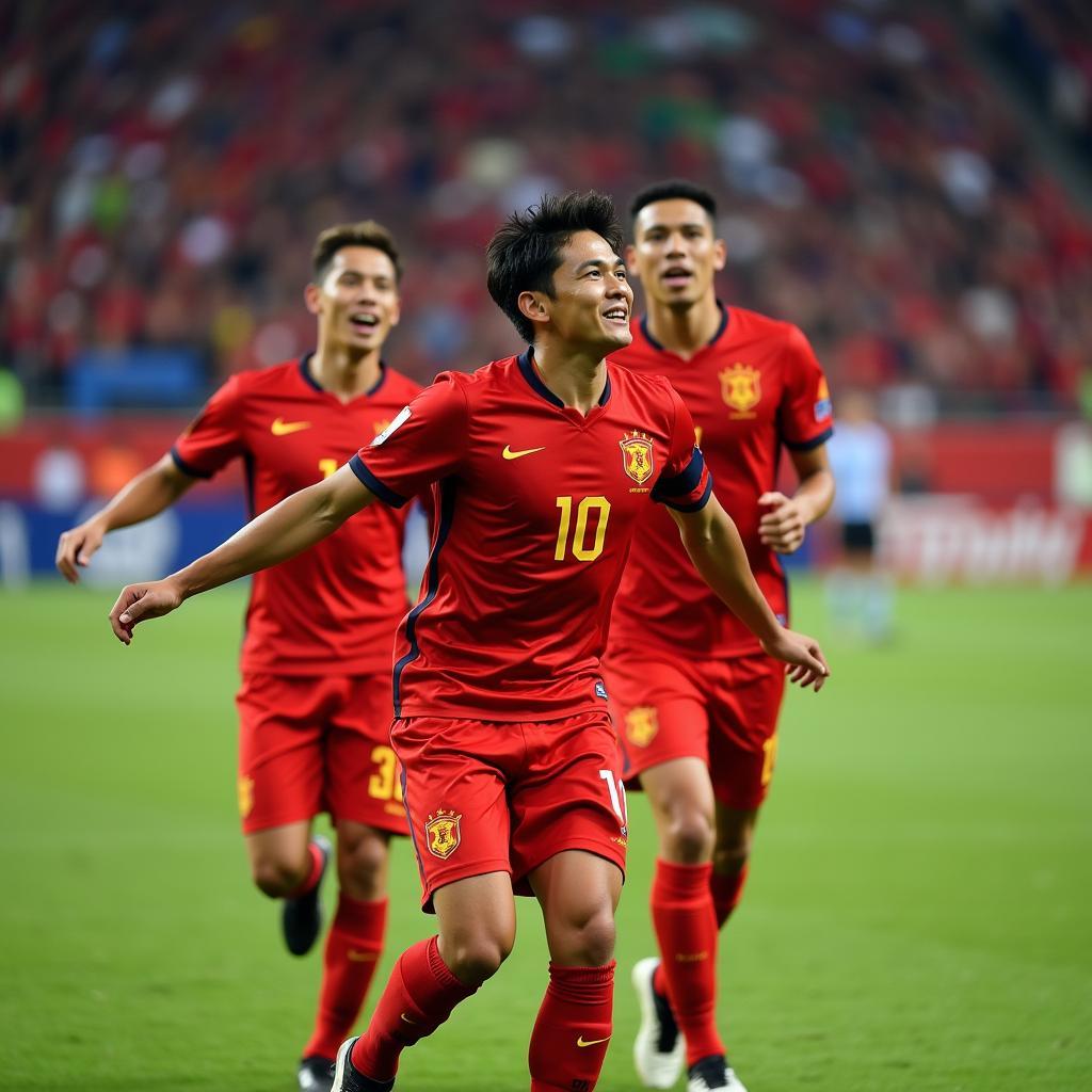 Anh Đức representing the Vietnamese national team