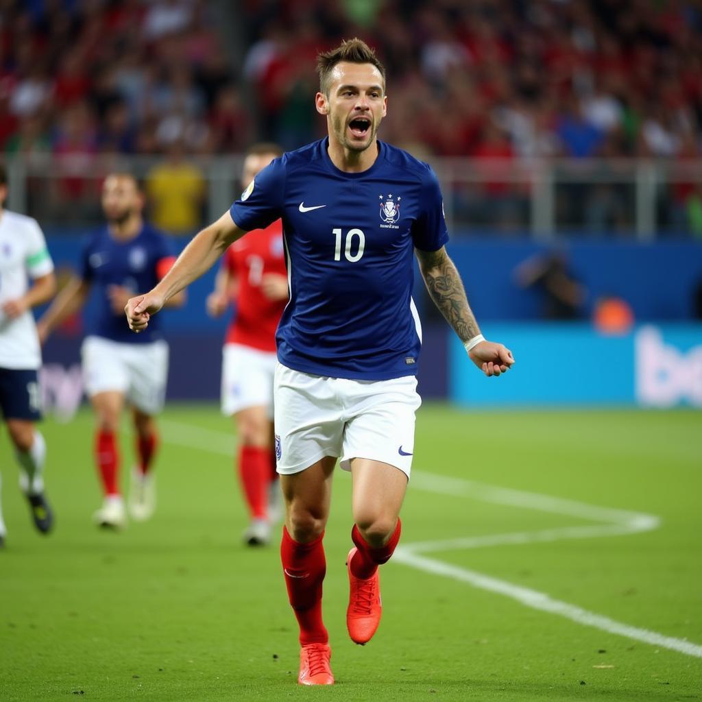 Antoine Griezmann celebrates after scoring a crucial goal for France in Euro 2016