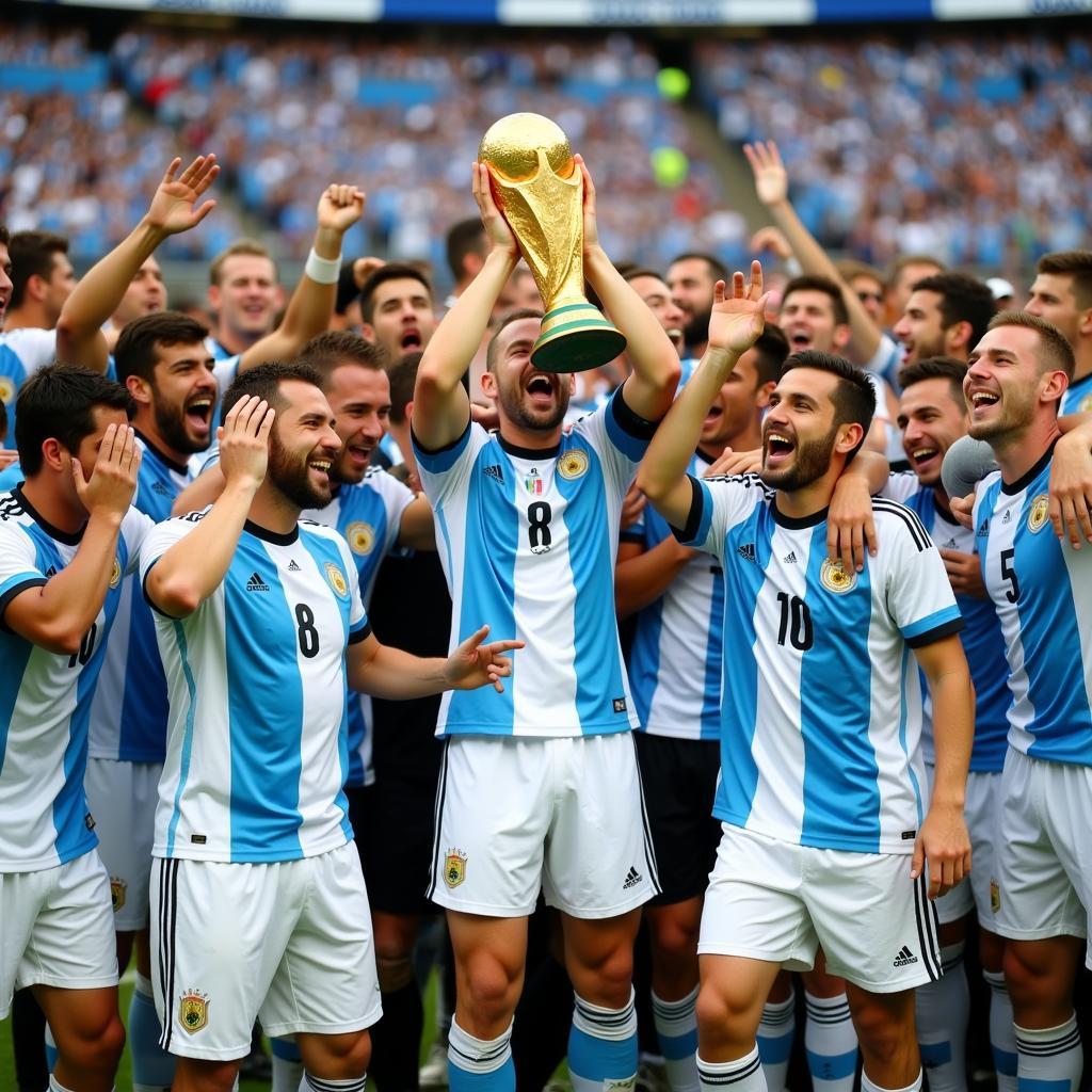 Argentina celebrating their World Cup victory