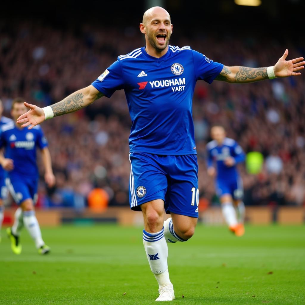 Arjen Robben celebrating a goal for Chelsea