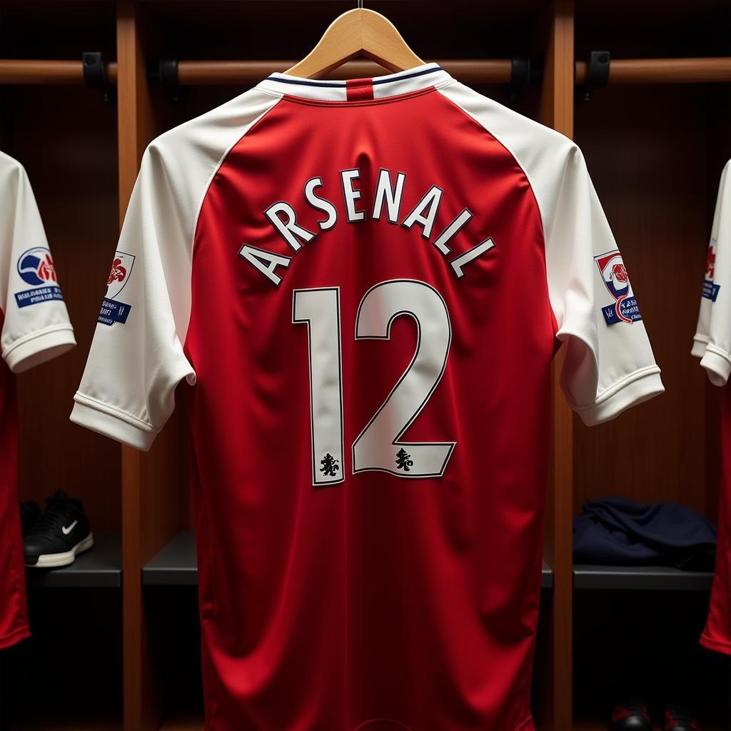 Arsenal's iconic number 12 jersey, hanging in the dressing room at Emirates Stadium, ready for the next legend to wear it.