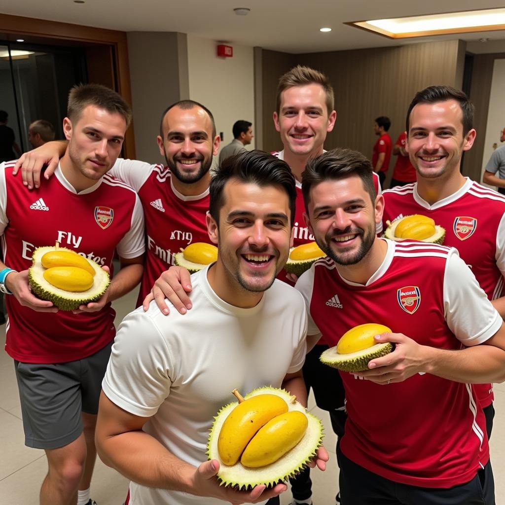 Arsenal Players Enjoying Durian