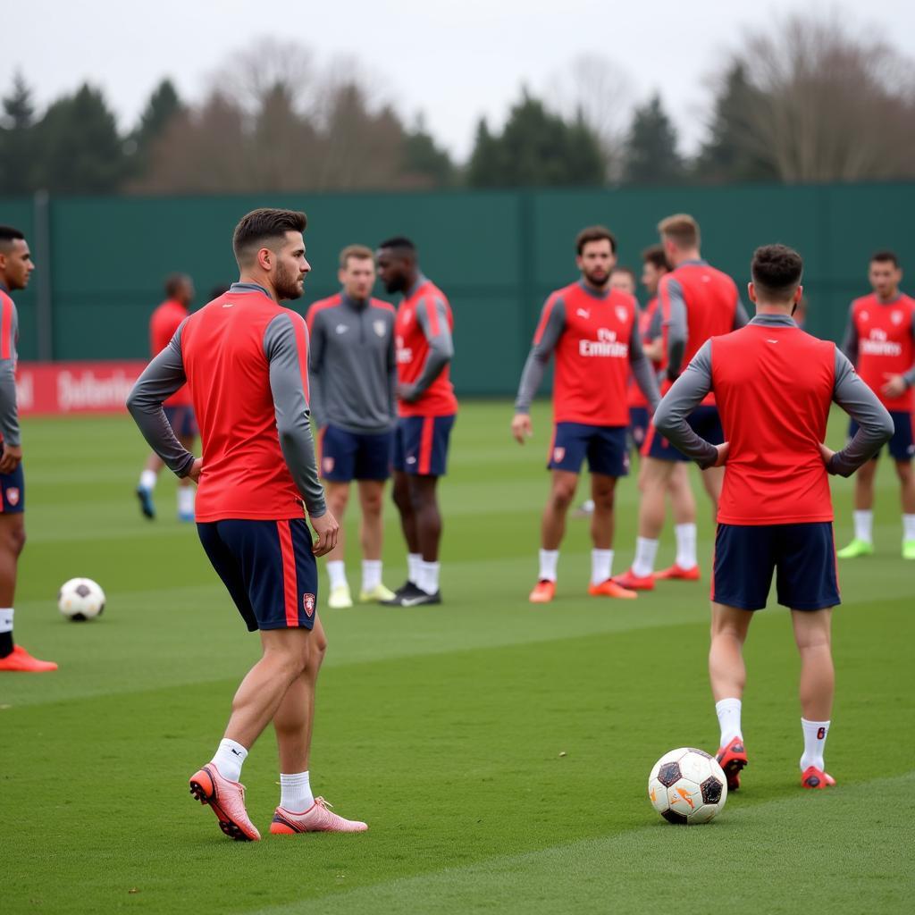 Arsenal players training during international break