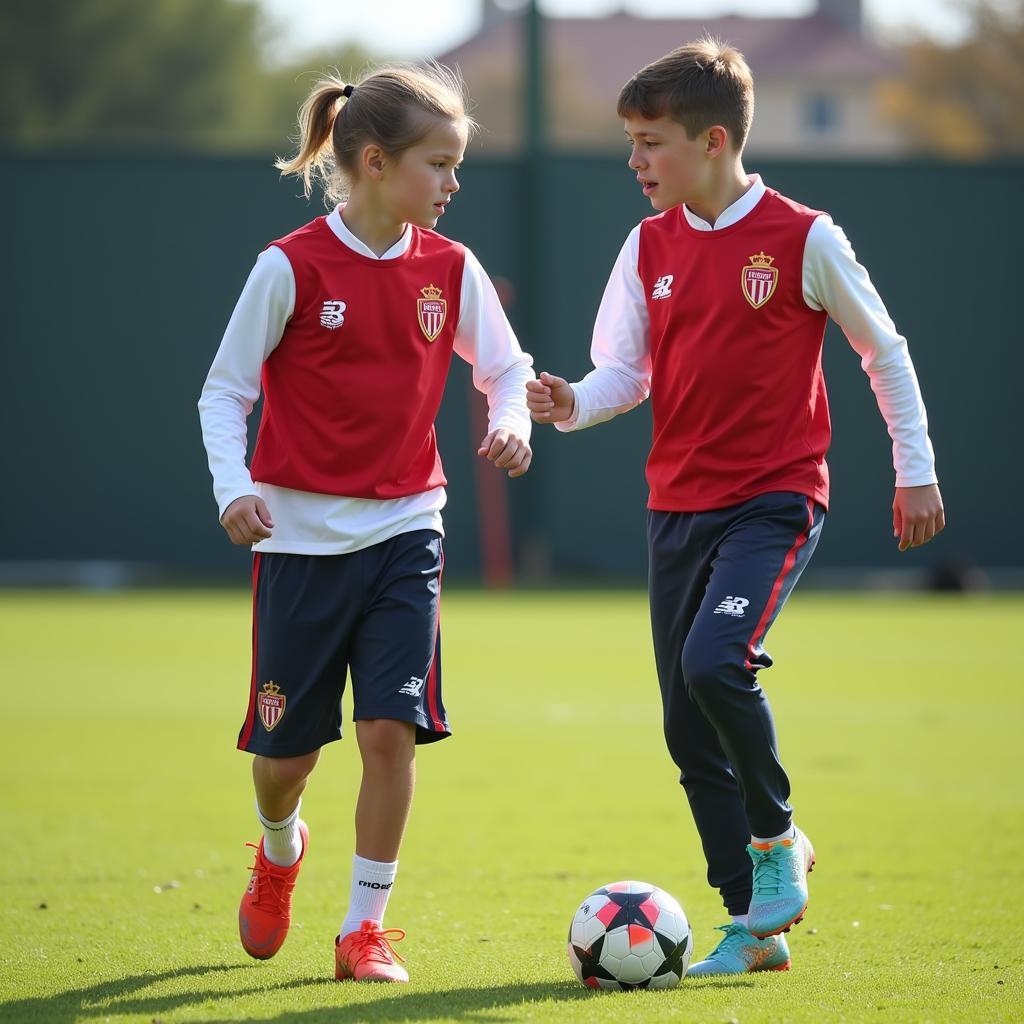 Young AS Monaco players training.