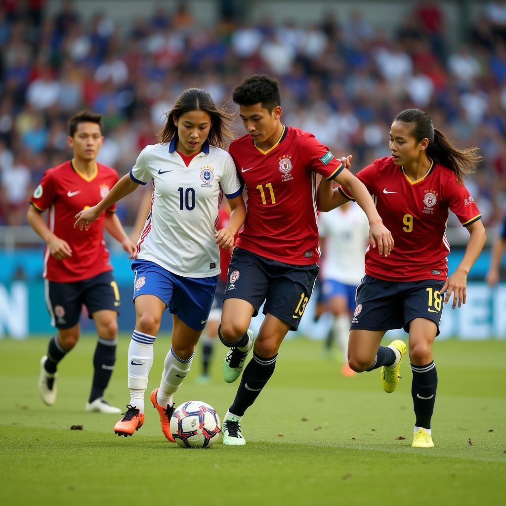 Emerging Asian football stars in action during a match