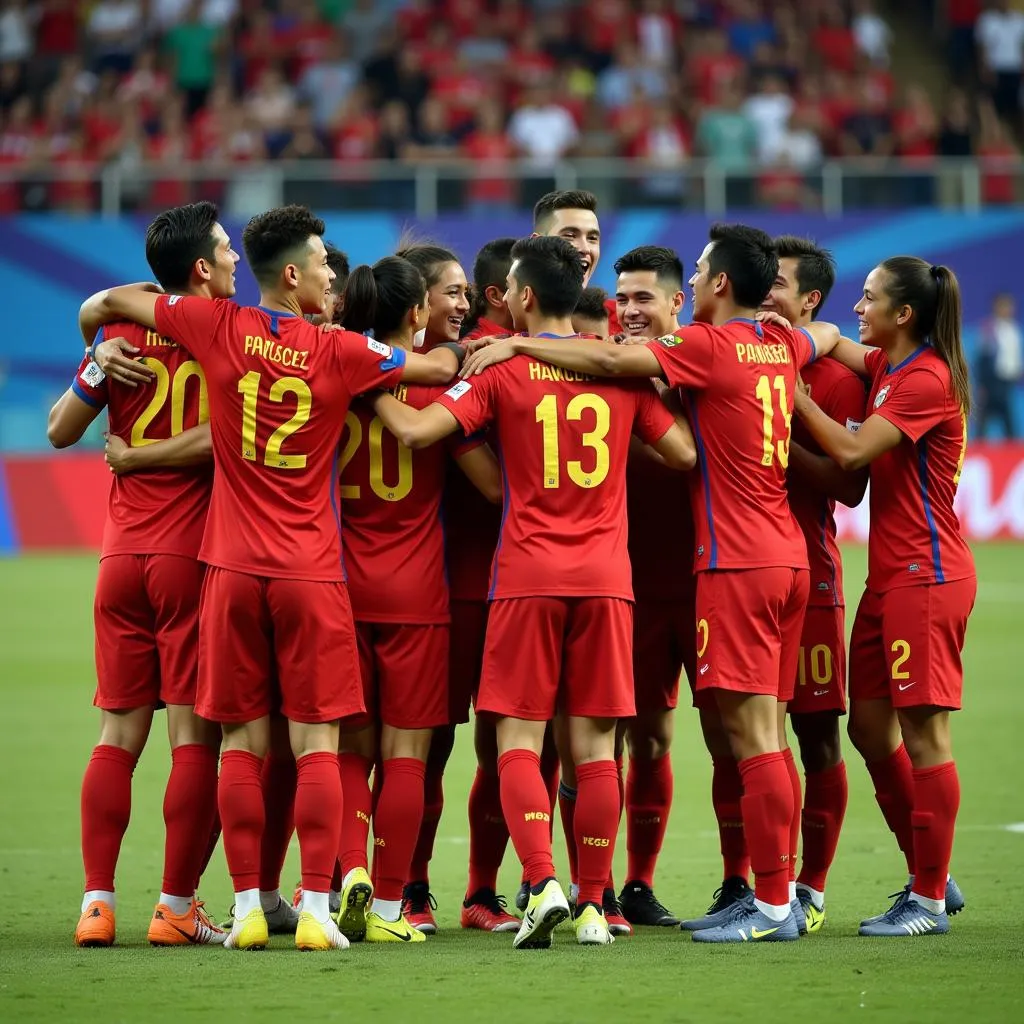 Asian Games Football Team Celebrating Victory