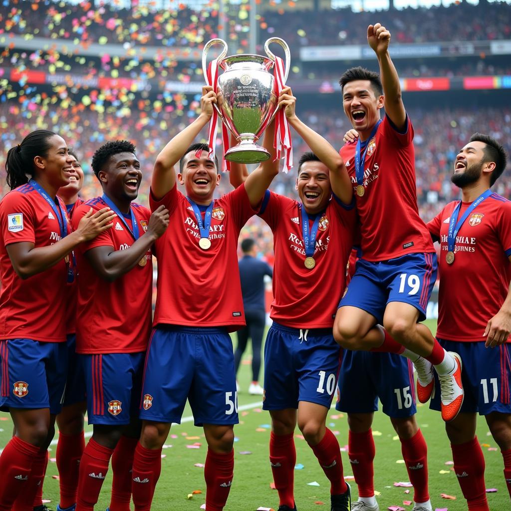 Asian Players Celebrating Champions League Final Victory