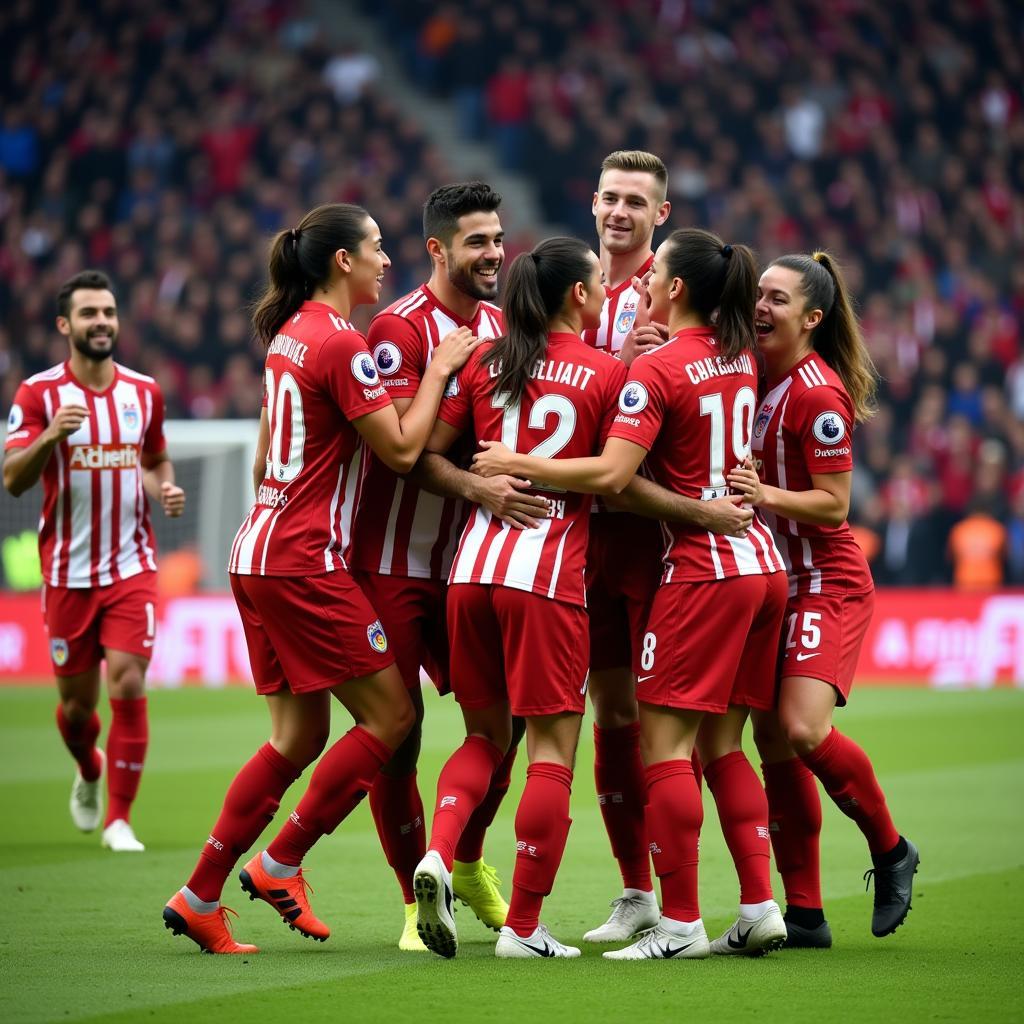 Athletic Bilbao players celebrating a goal