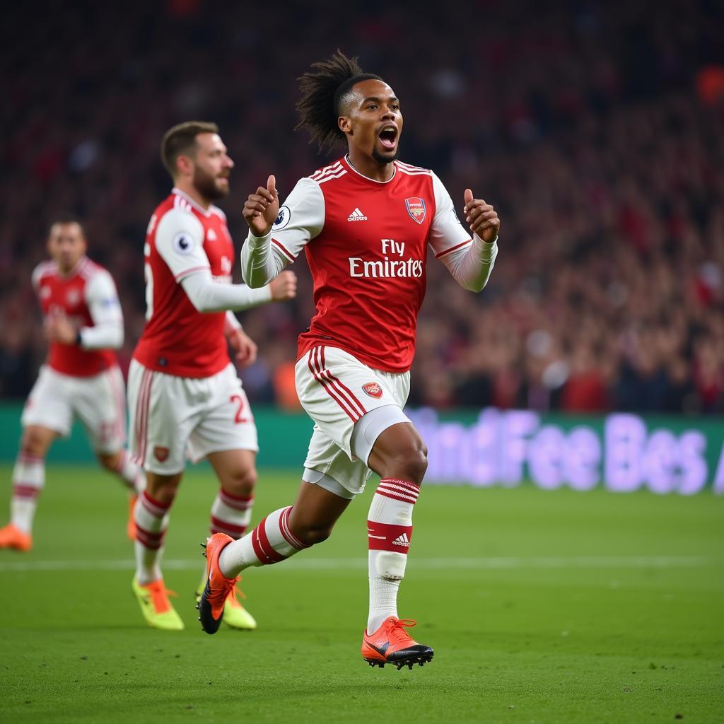 Pierre-Emerick Aubameyang celebrating a goal for Arsenal