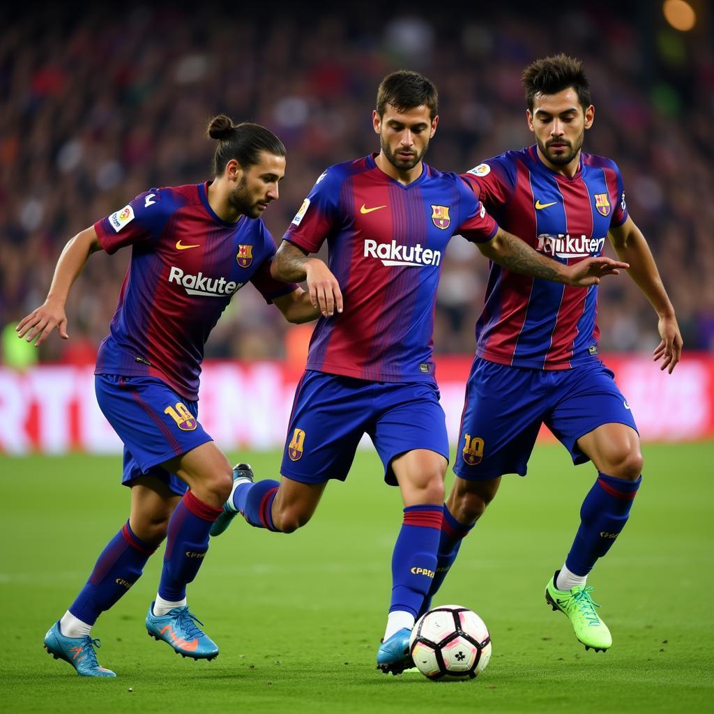 Barca Midfield Trio in Action