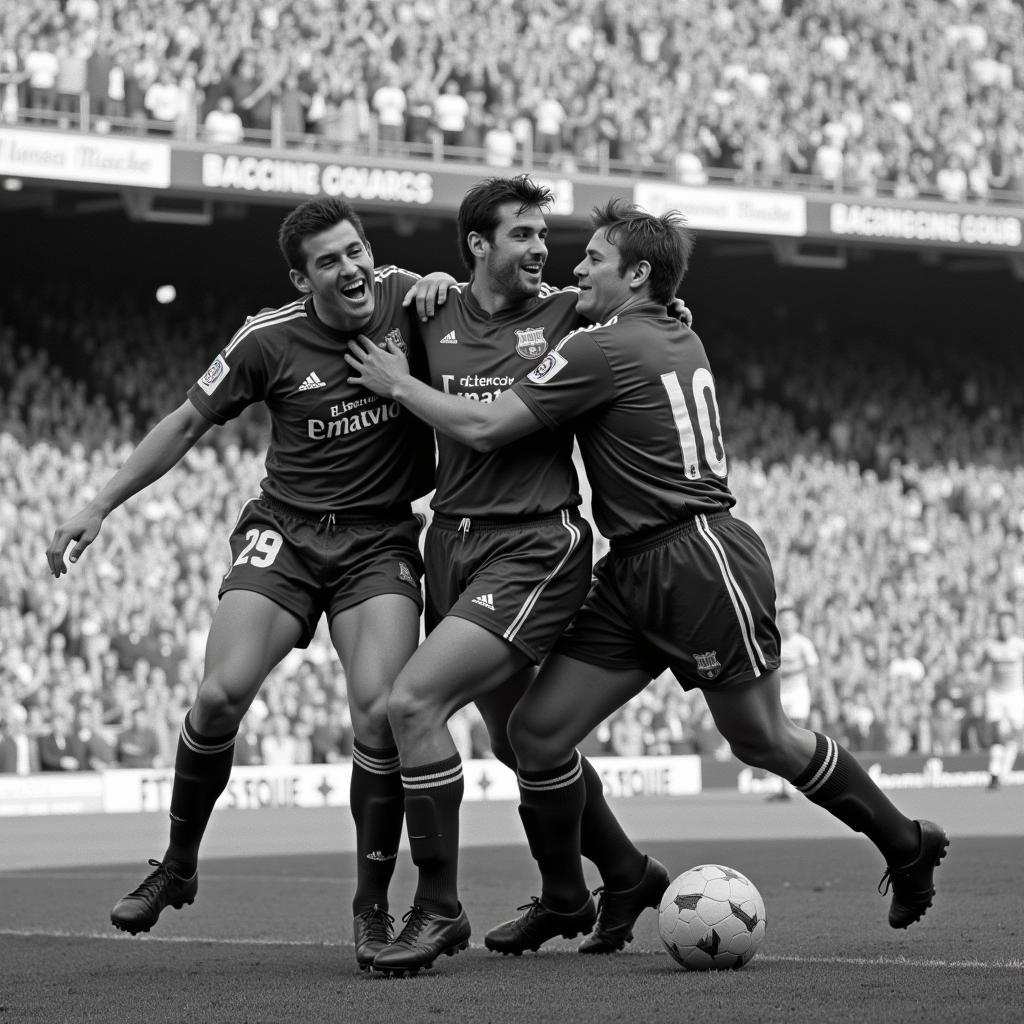 Barcelona Legends celebrating a goal