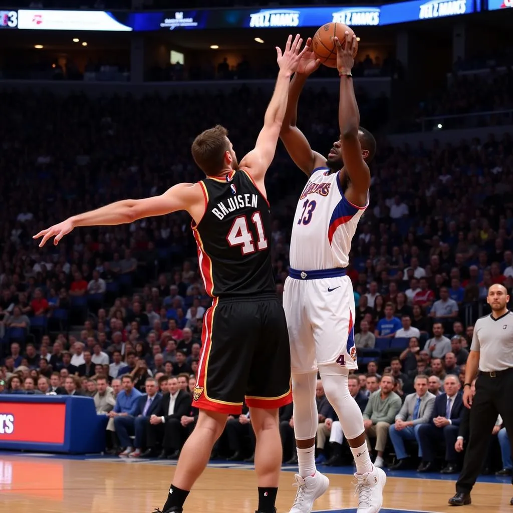 Basketball Player Blocking a Shot