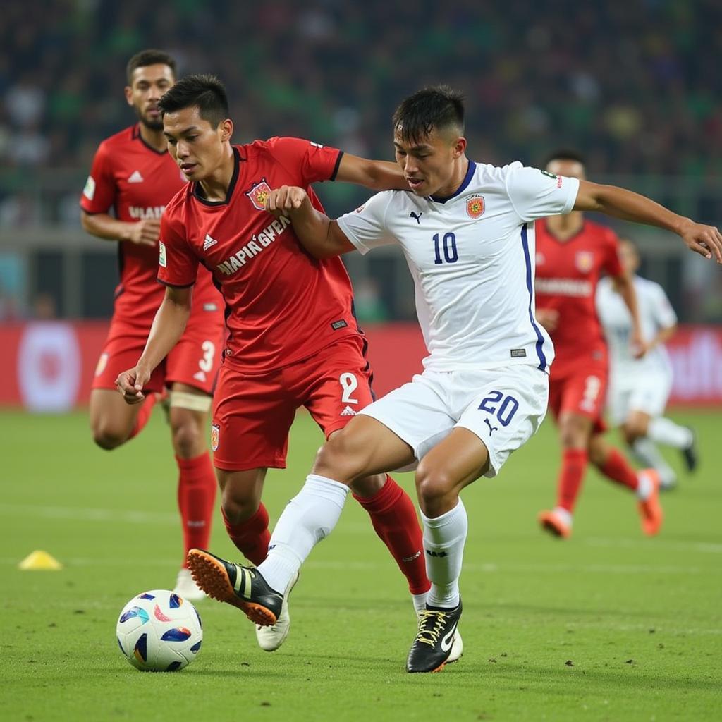 Becamex Binh Duong FC in action during a 2018 V.League 1 match