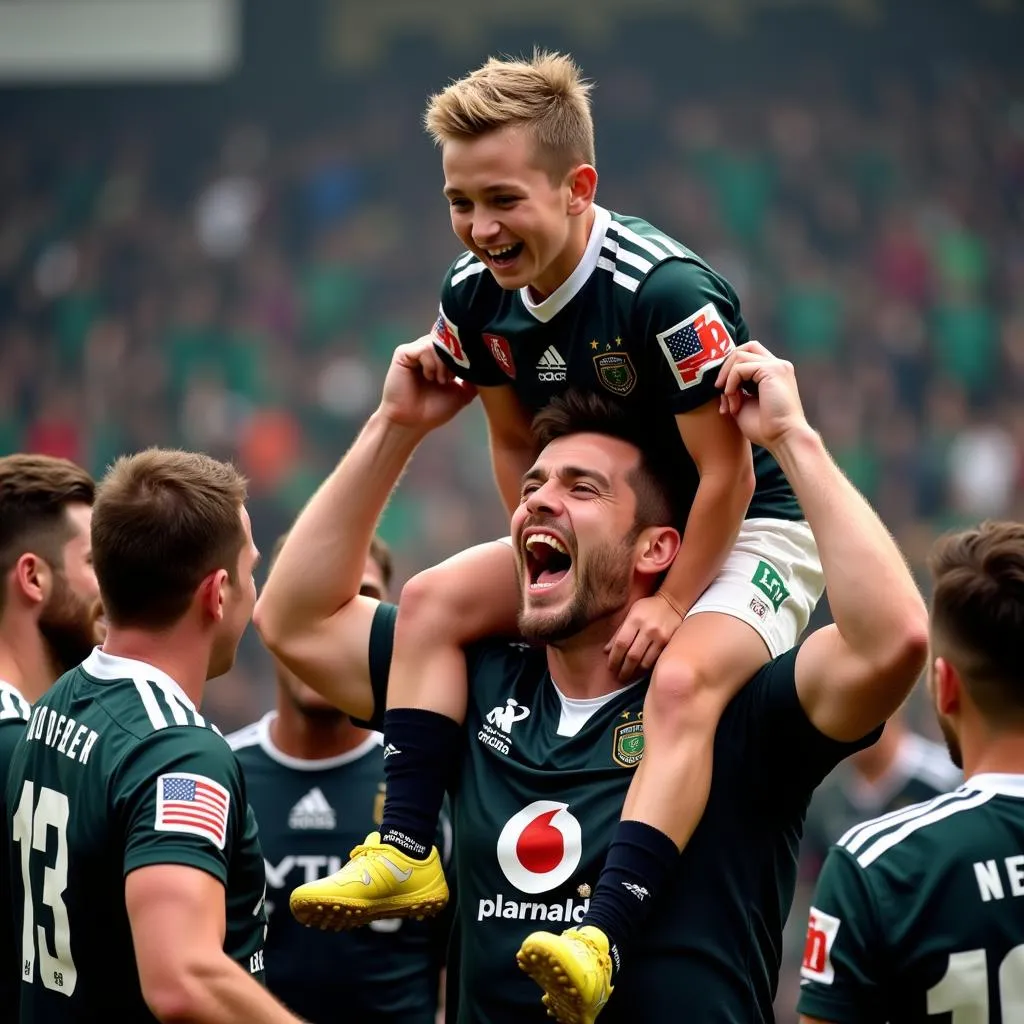 Ben Foster celebrating with teammates after a victory