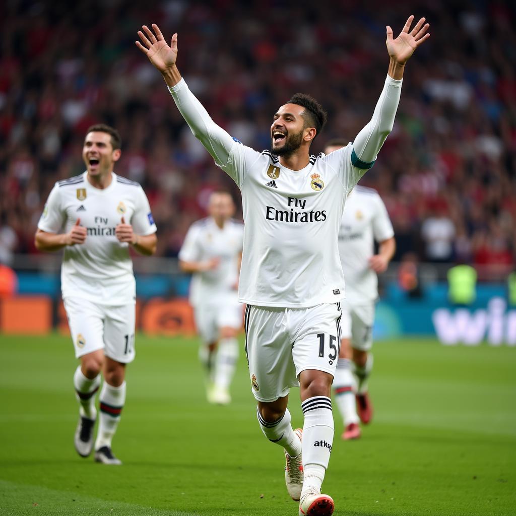 Benzema celebrates a stunning goal