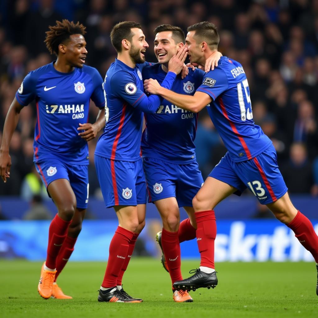 Borna Barisic celebrates a goal for Rangers FC.