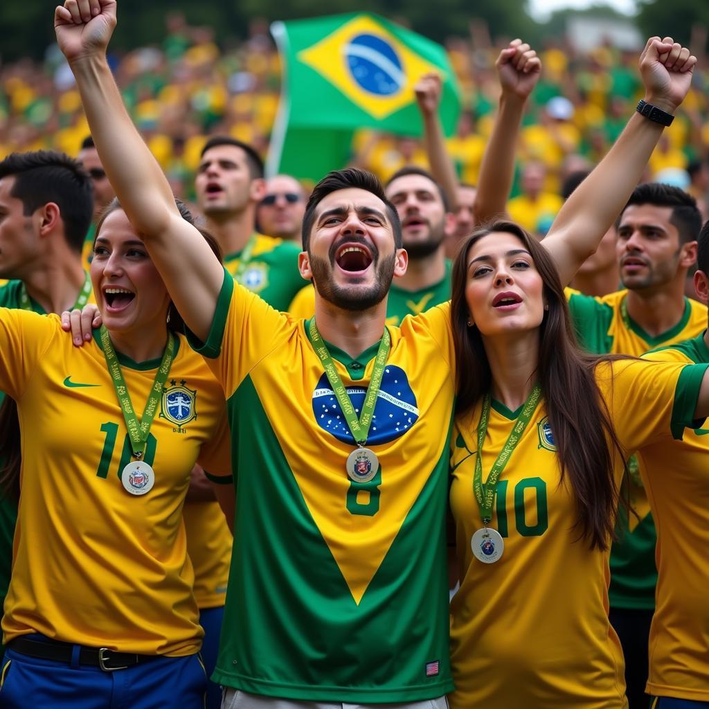 Brazilian Fans Cheering for Their Team