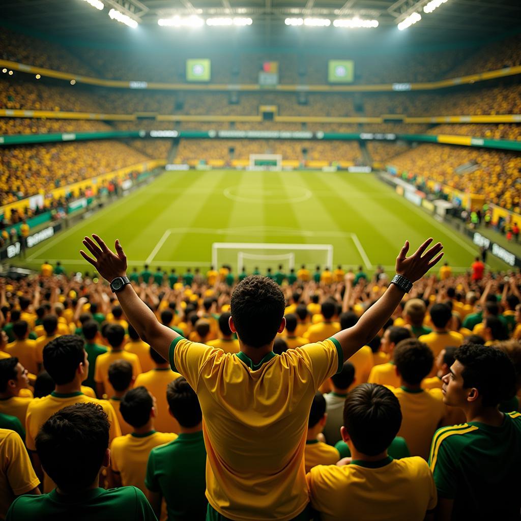 Brazilian football fans celebrate