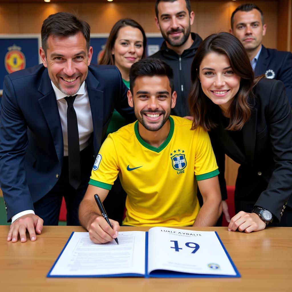 Brazilian Football Player Signing Contract