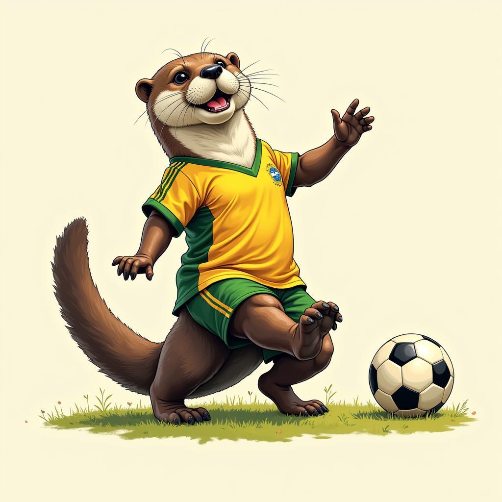 Brazilian otter showcasing impressive football skills