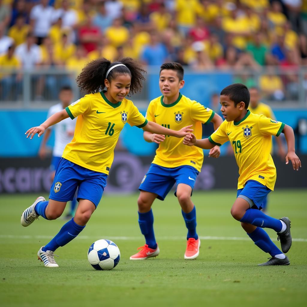 Young Brazilian Football Players Showcasing Skills