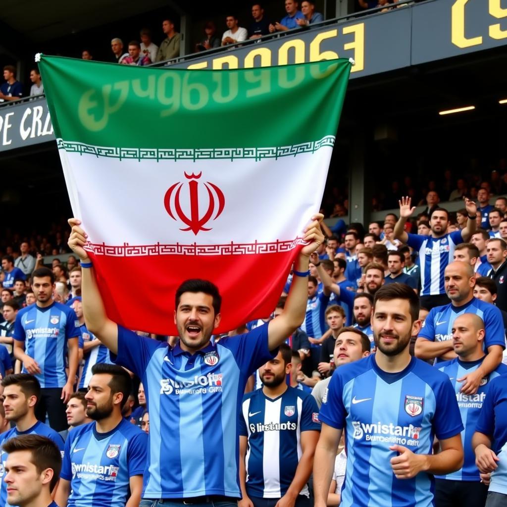 Brighton Fans Waving Iranian Flag