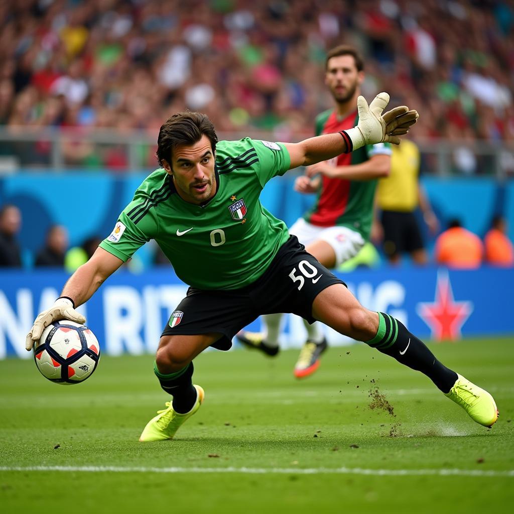 Gianluigi Buffon making a crucial save at the 2006 World Cup