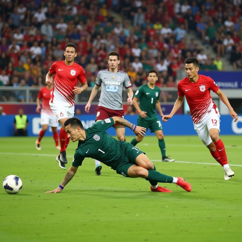 Bùi Tiến Dũng makes a crucial penalty save during the 2018 AFC U23 Championship