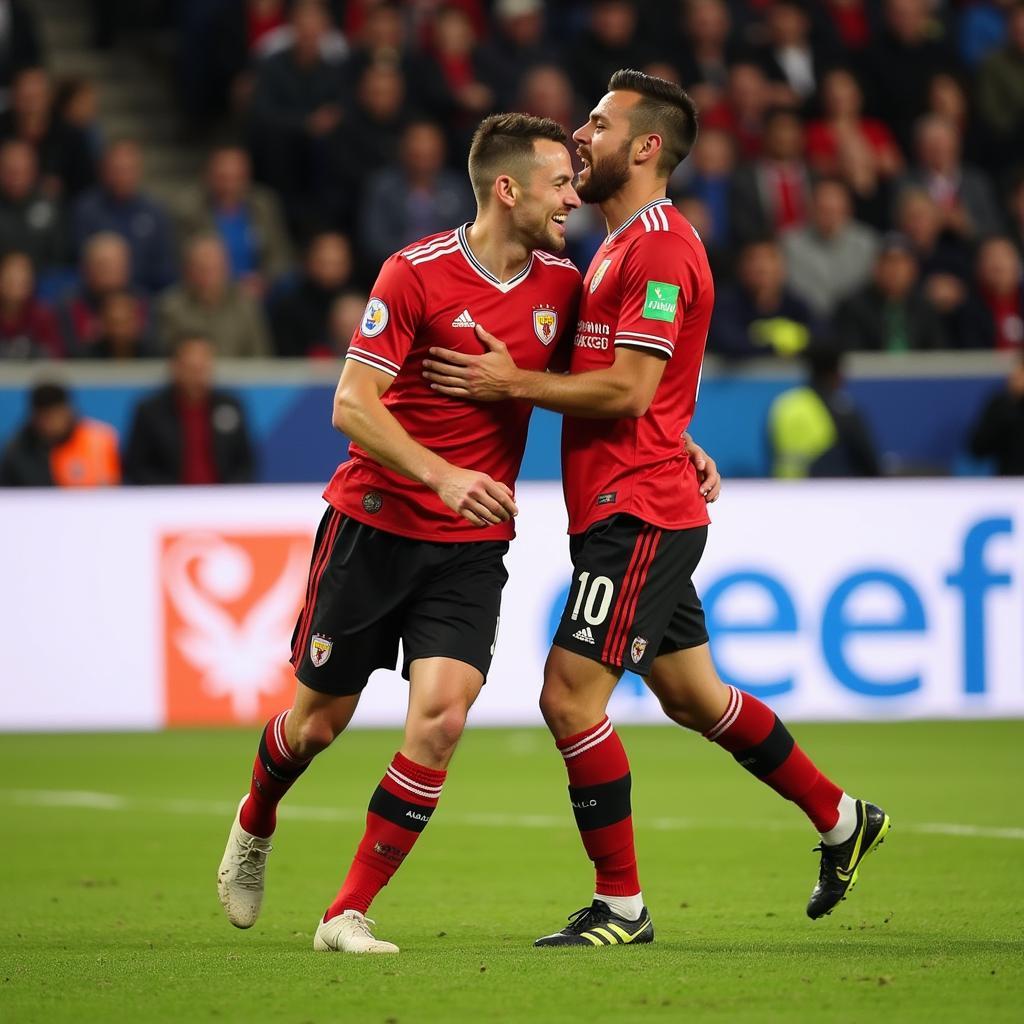 Burki and Haaland celebrating a goal