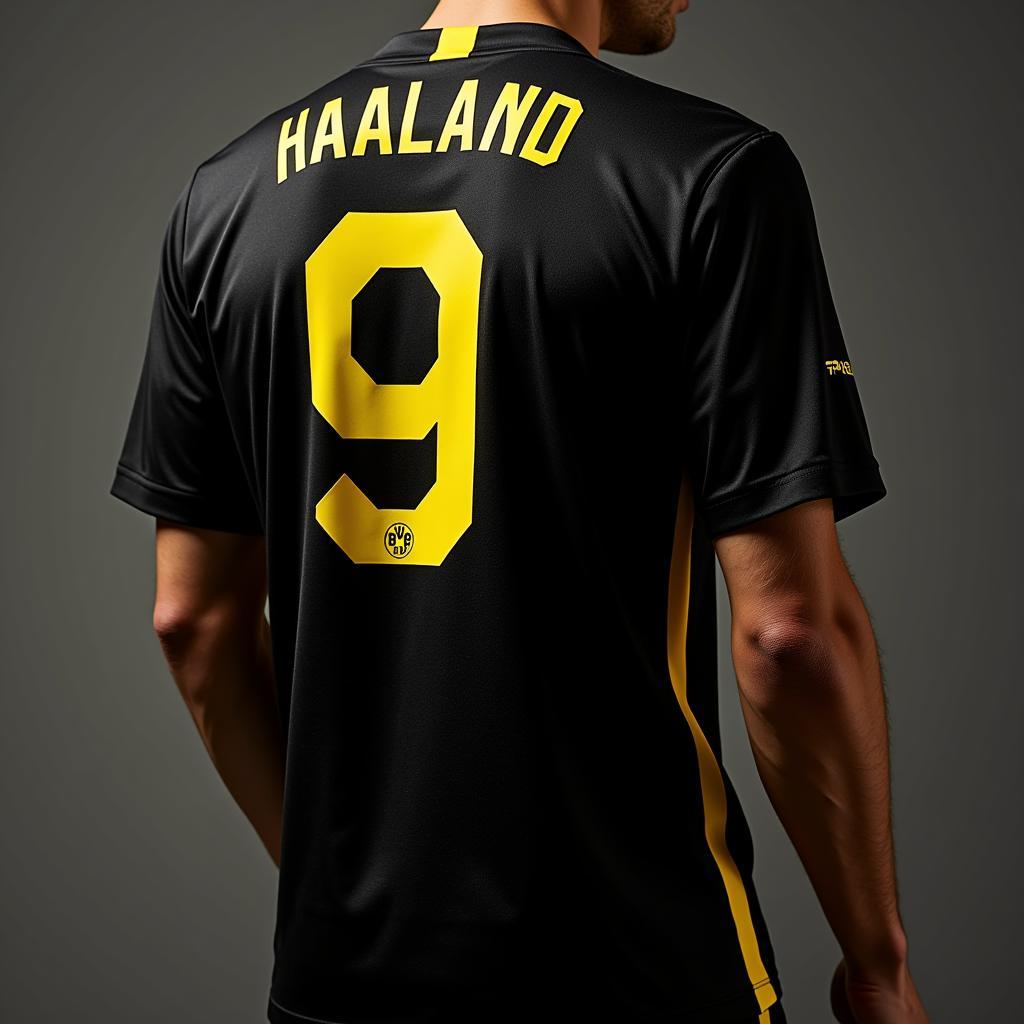  Dortmund Away Kit: Black with Yellow Accents