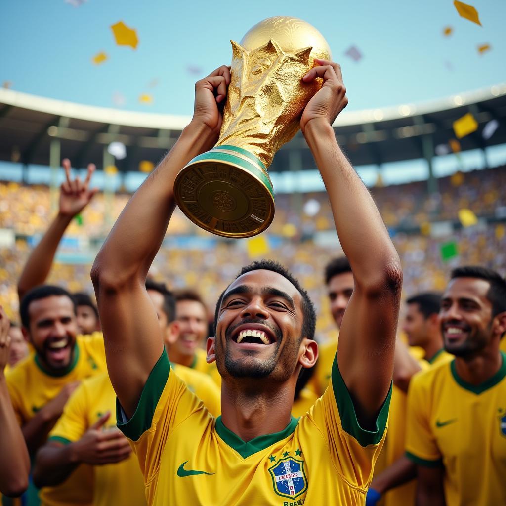 Cafu lifts the World Cup trophy 