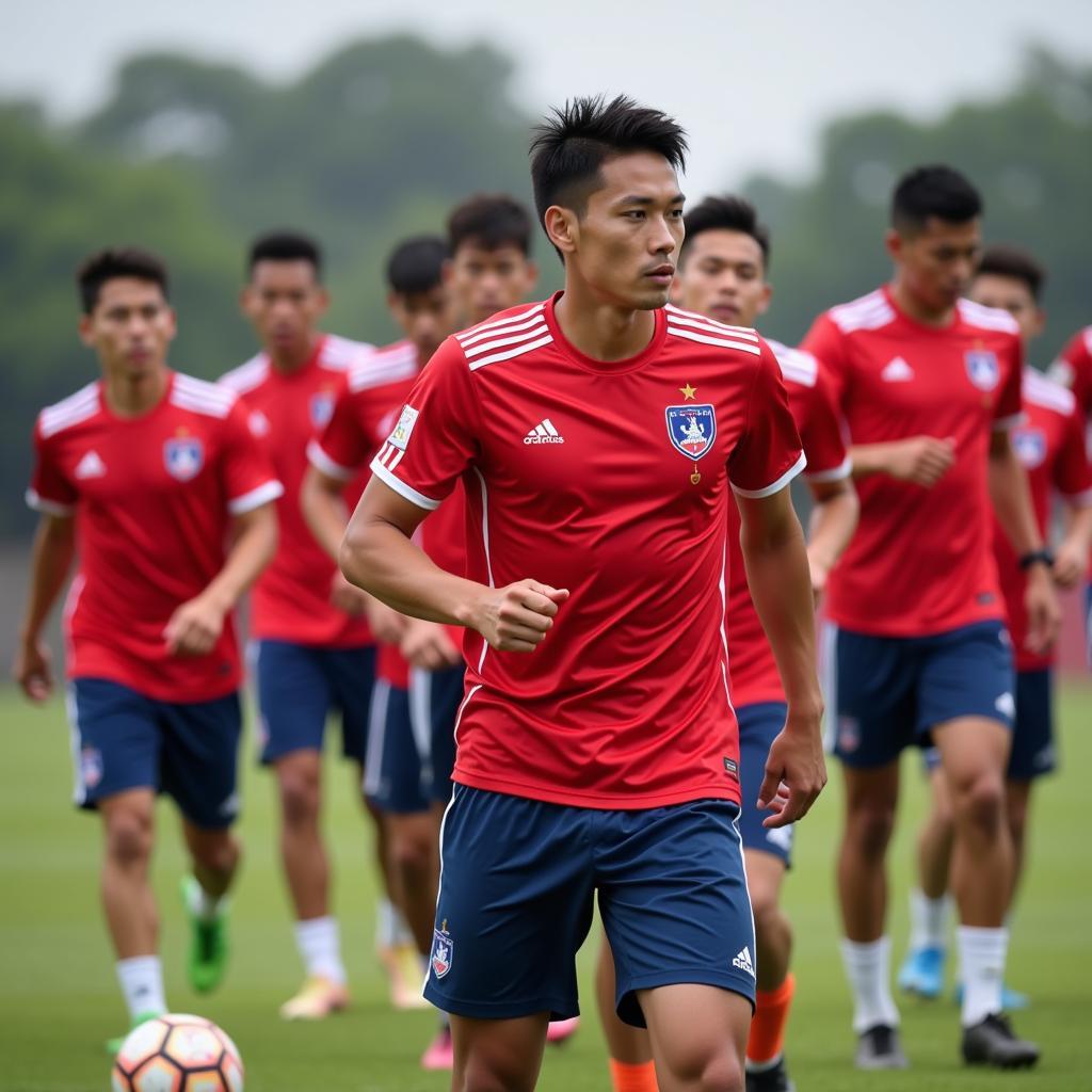 Cambodian national team players training