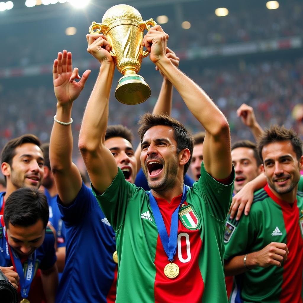 Fabio Cannavaro lifting the World Cup Trophy