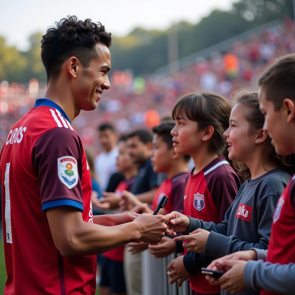 Carlos interacts with fans